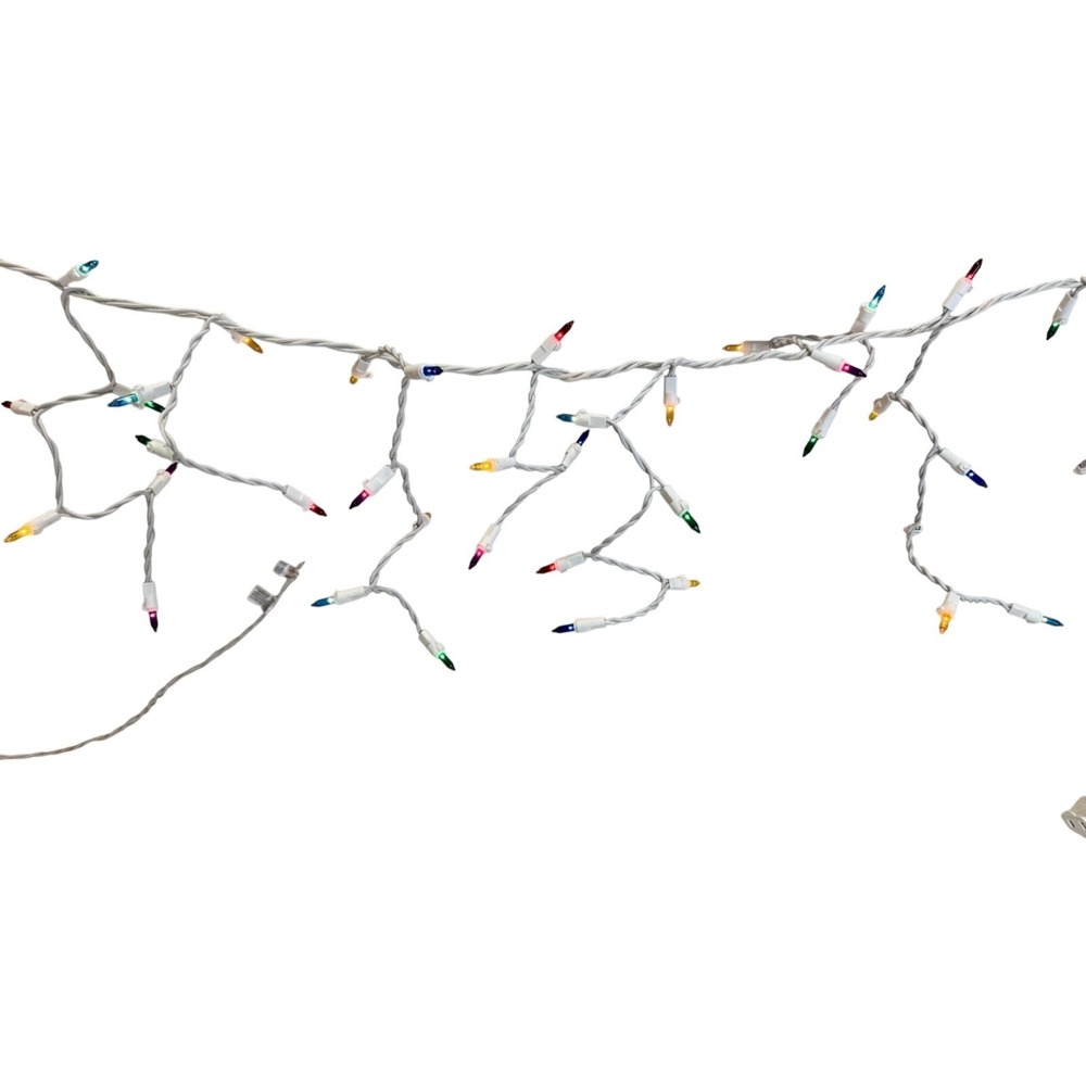 Multi Color Icicle Christmas Lights White Wire Indoor Outdoor Holiday Decor